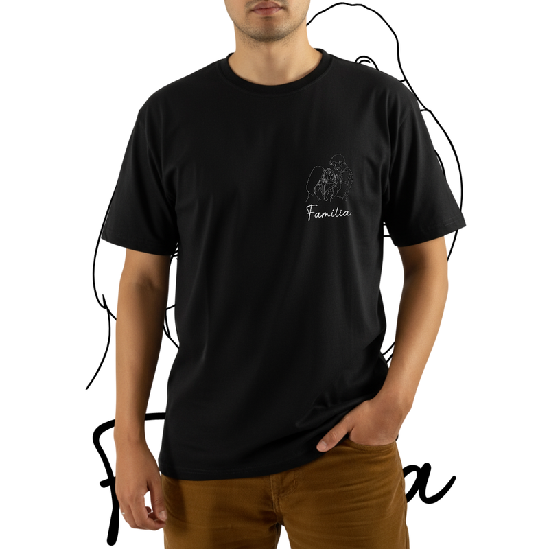 Camisa Personalizável com Sua Família em Desenho, 100% Algodão e Estampa Exclusiva
