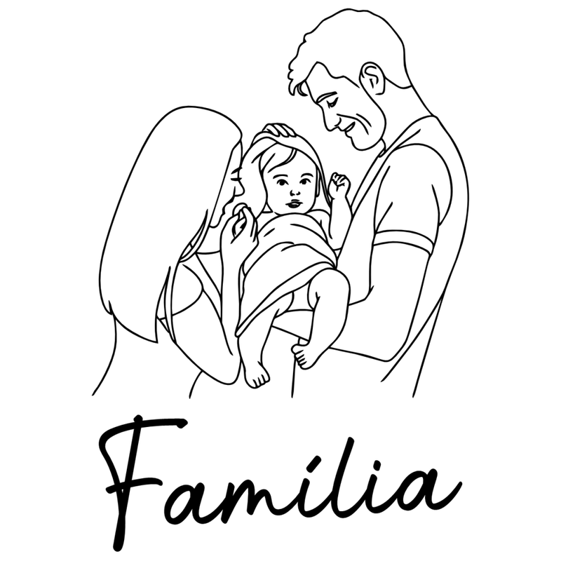 Camisa Personalizável com Sua Família em Desenho, 100% Algodão e Estampa Exclusiva