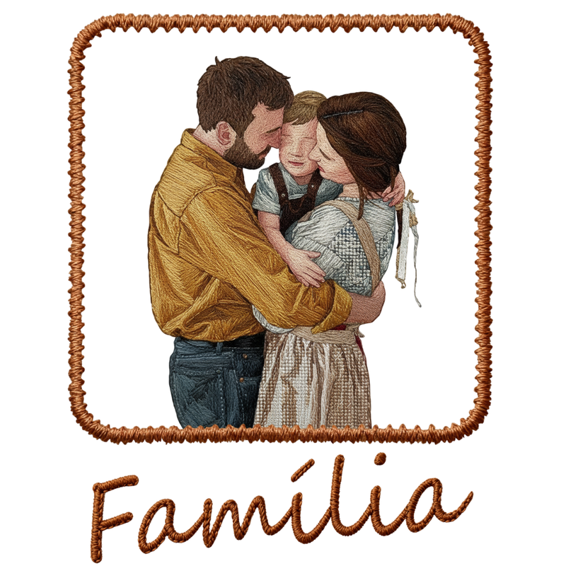 Camisa Personalizável com Nome da Família e Estampa Estilo Bordado, 100% Algodão