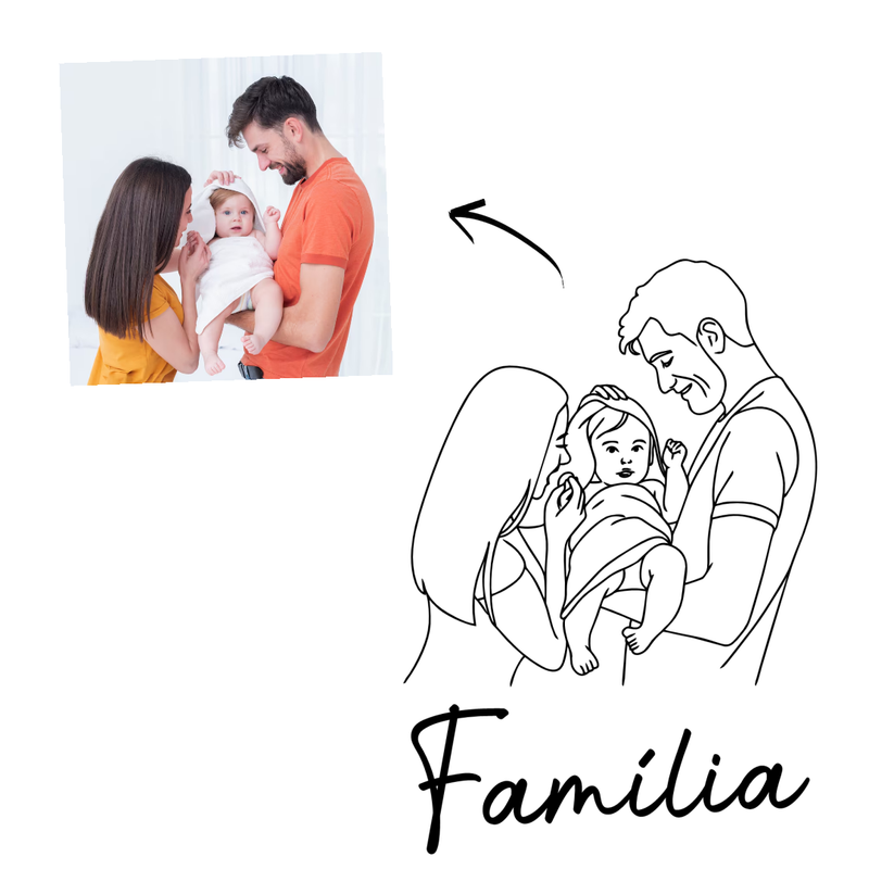 Camisa Personalizável com Sua Família em Desenho, 100% Algodão e Estampa Exclusiva