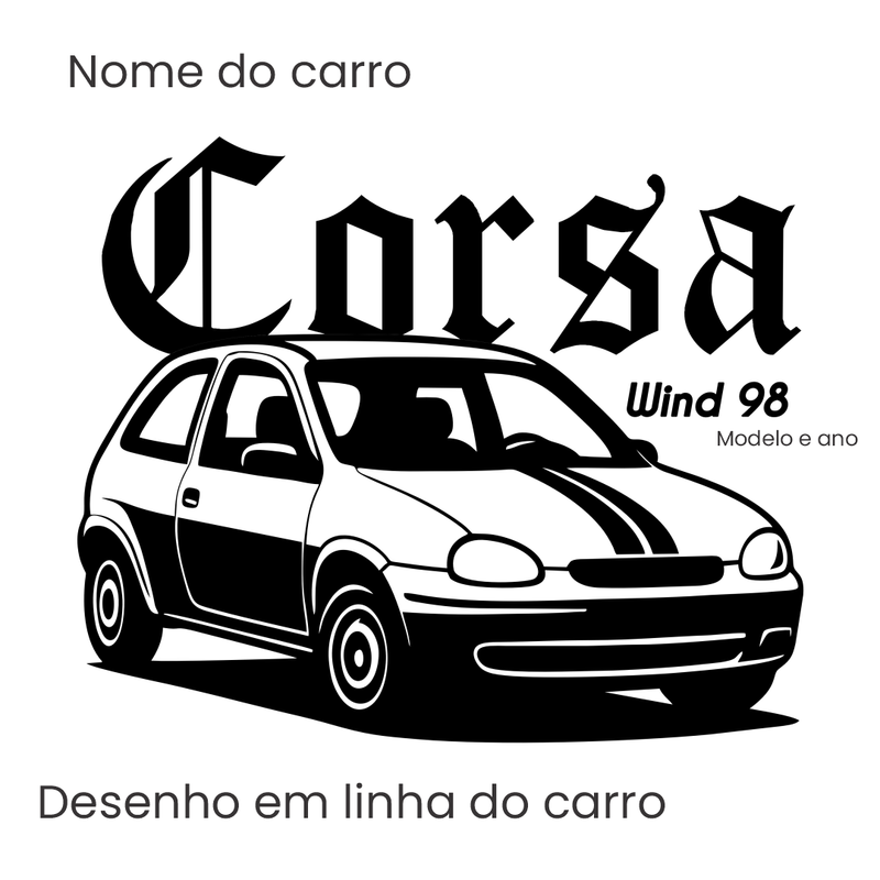 Camiseta Personalizável Com Seu Carro, 100% Algodão