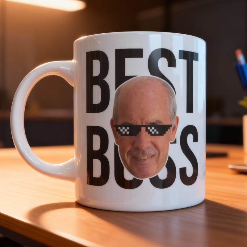 Caneca Personalizável Best Boss, Presente Divertido com Foto do Seu Chefinho Favorito