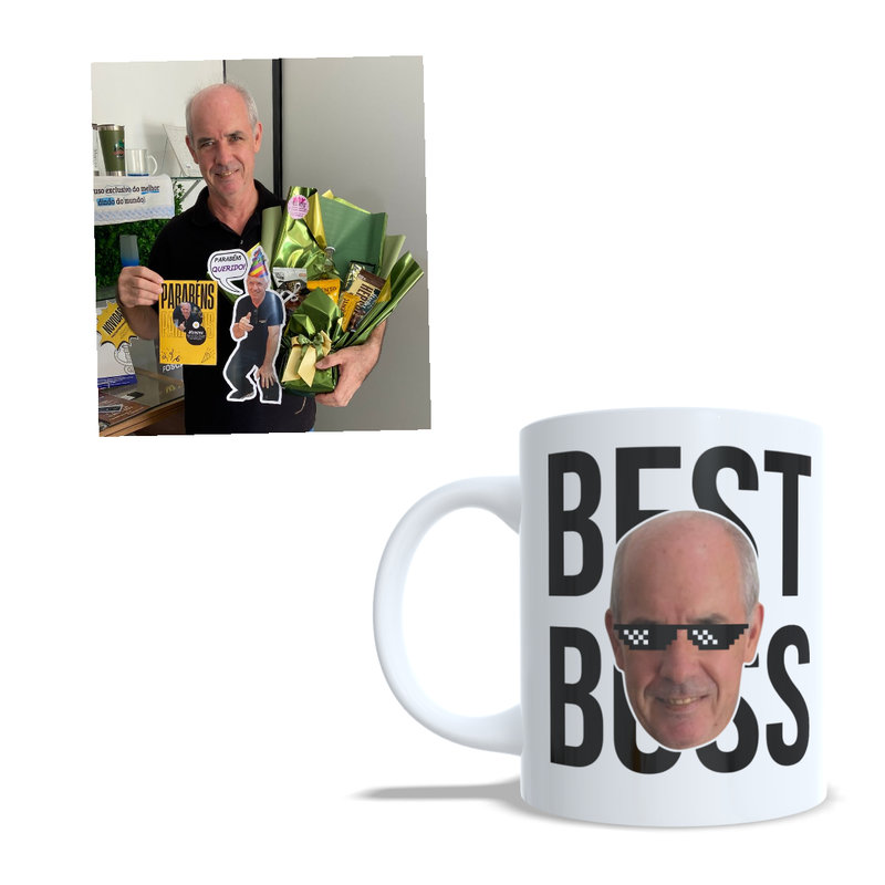 Caneca Personalizável Best Boss, Presente Divertido com Foto do Seu Chefinho Favorito
