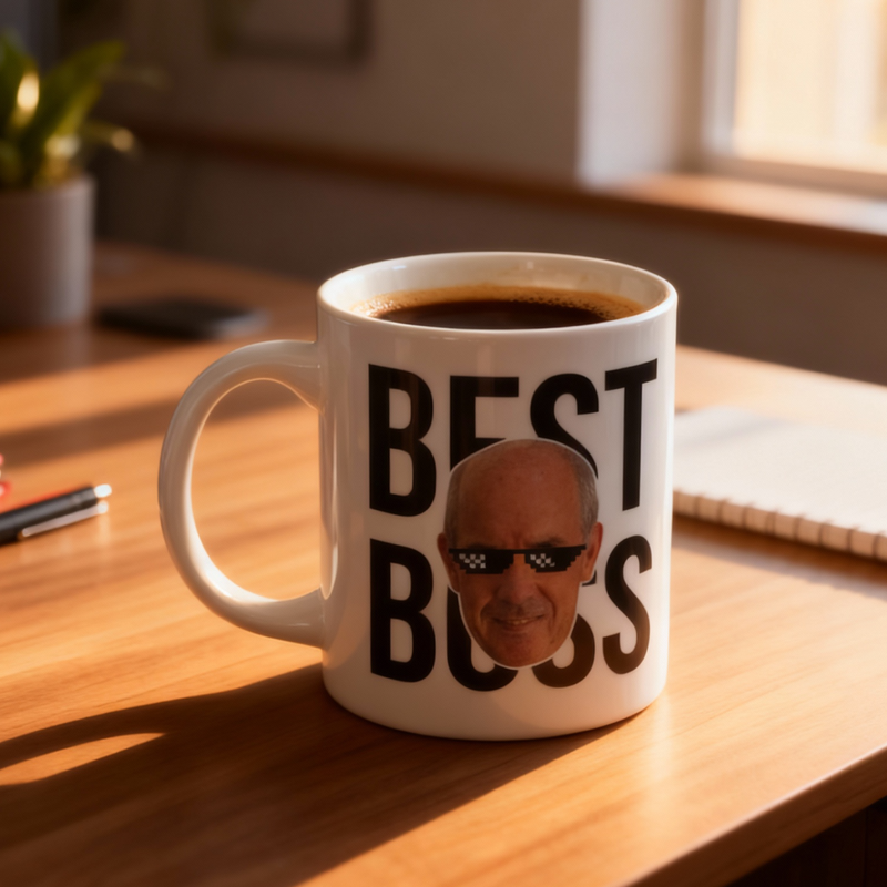 Caneca Personalizável Best Boss, Presente Divertido com Foto do Seu Chefinho Favorito