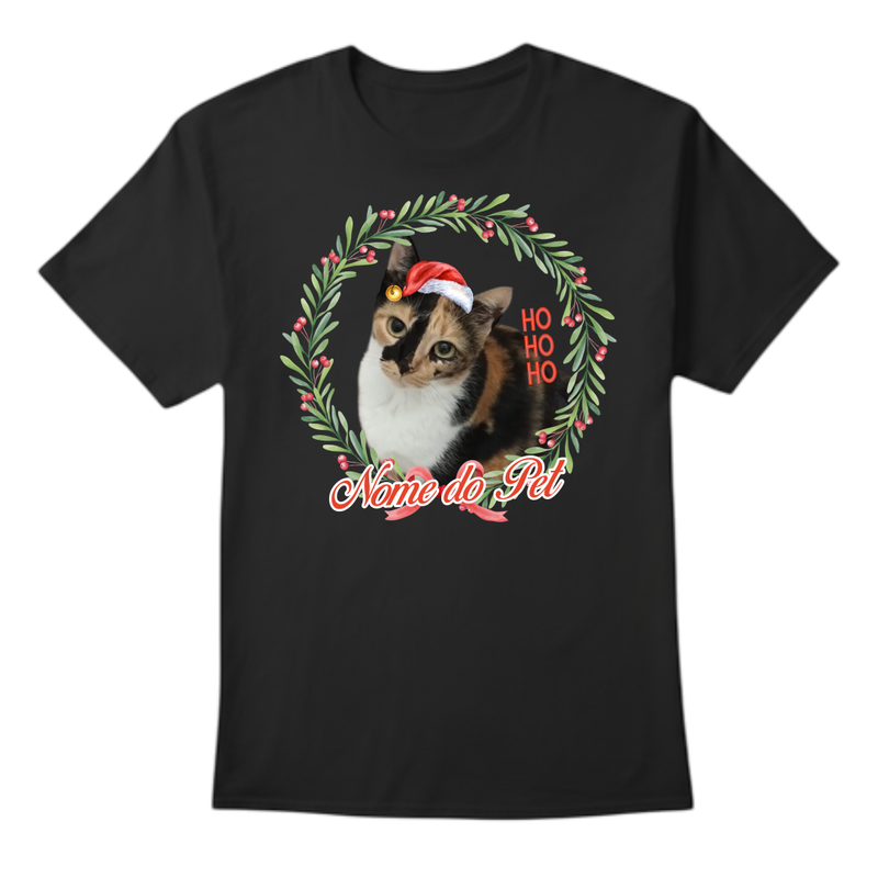 Camiseta Personalizada de Natal com Foto do Pet | 100% Algodão Premium e Estampa DTF | Presente Criativo Natalino