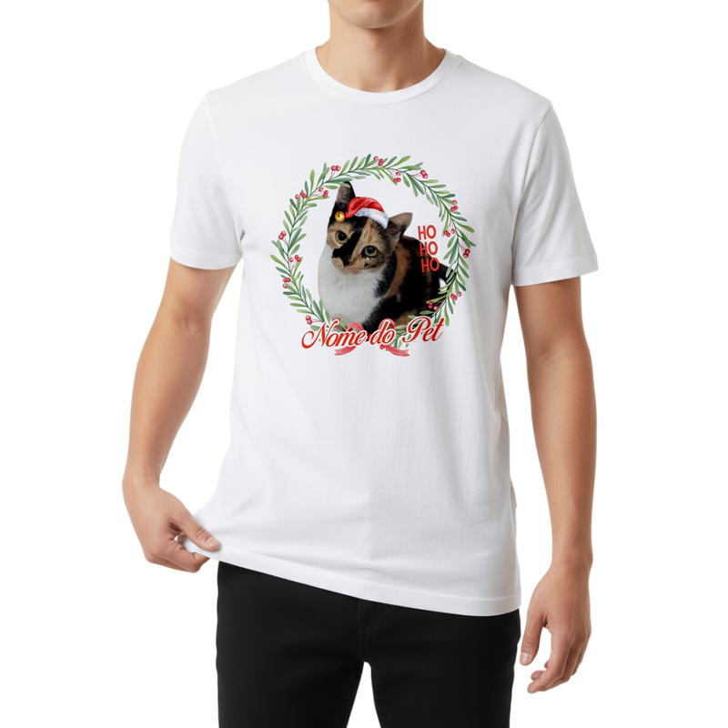 Camiseta Personalizada de Natal com Foto do Pet | 100% Algodão Premium e Estampa DTF | Presente Criativo Natalino
