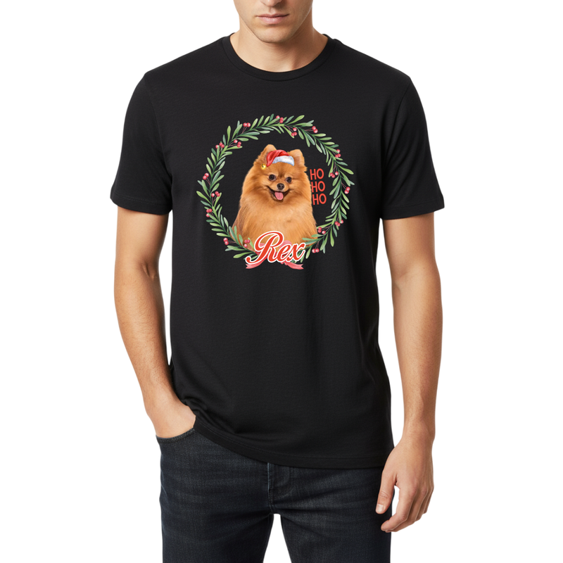 Camiseta Personalizada de Natal com Foto do Pet | 100% Algodão Premium e Estampa DTF | Presente Criativo Natalino