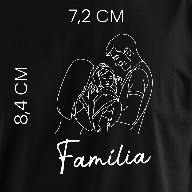 Camisa Personalizável com Sua Família em Desenho, 100% Algodão e Estampa Exclusiva